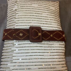 Roberto Cavalli Brown Belt with Gold Accents